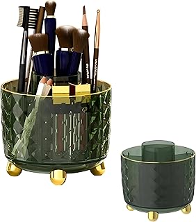 حامل فرش مكياج بتصميم شفاف متعدد الأغراض للتخزين ومنظم للمكتب، أخضر