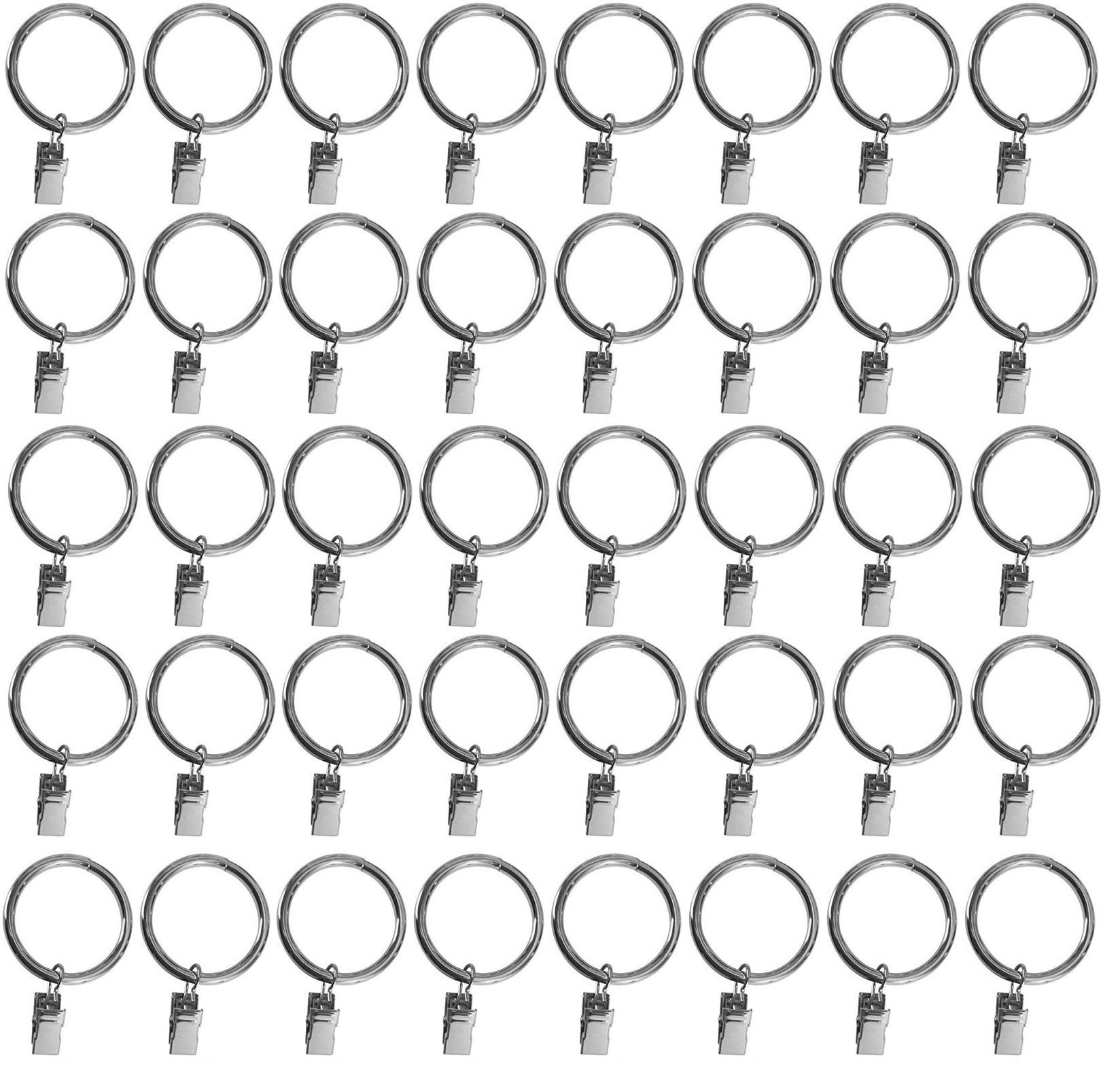 Photo 1 of 2 PACK 1.5-inch, Set of 80, Silver, Metal Curtain Rings with Clips and Eyelets (Also Known as Rings with Curtain Clips/Curtain Clip Rings/Drapery Rings/Curtain Rings with Clips/Drapery Clip Rings) 80 Silver