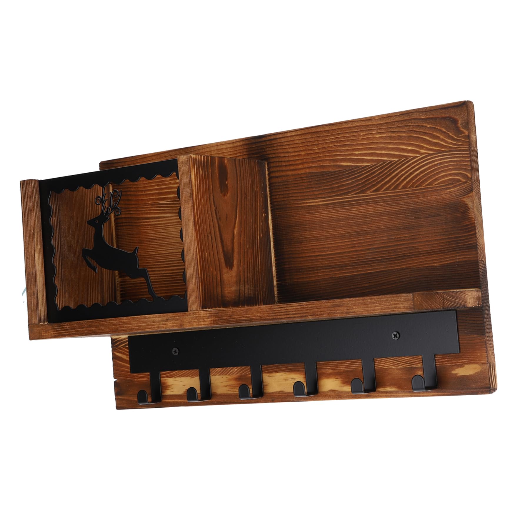 Étagère planche led Alipis pour entrée chaleureuse et rangement de clés en bois marron