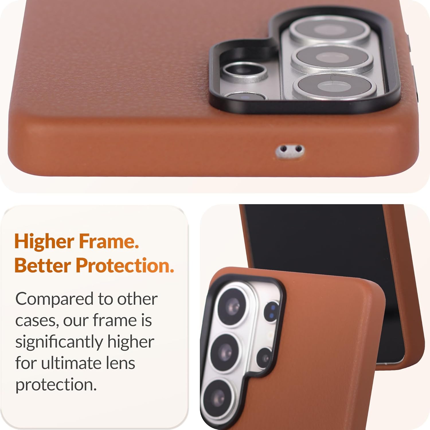 LONLI Classic 2.0 | Gold-Rated European Vele Leather Magnetic Case for Samsung Galaxy S26 Ultra – MagSafe Compatible – Metal Camera Frame – Classic Minimal Luxury – Brown