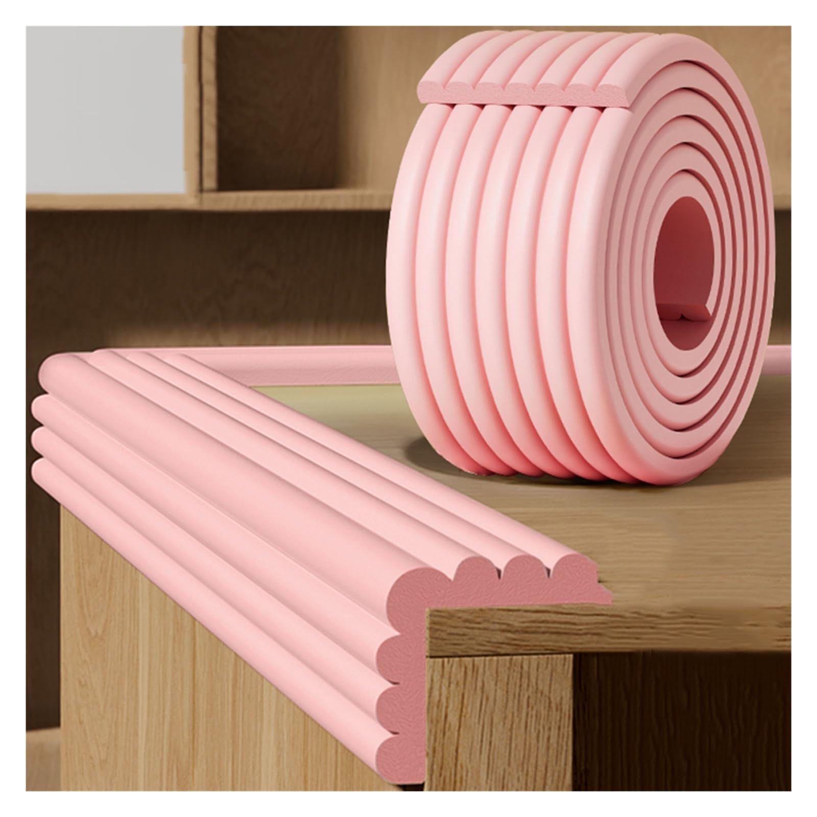 YNBSHGAA Foam edge protectors, W-shaped Furniture Corner Protector Strip For Kids Safety, Self-Adhesive Table Edge And Guard For Desk Worktop,Pink-10m/32.8ft