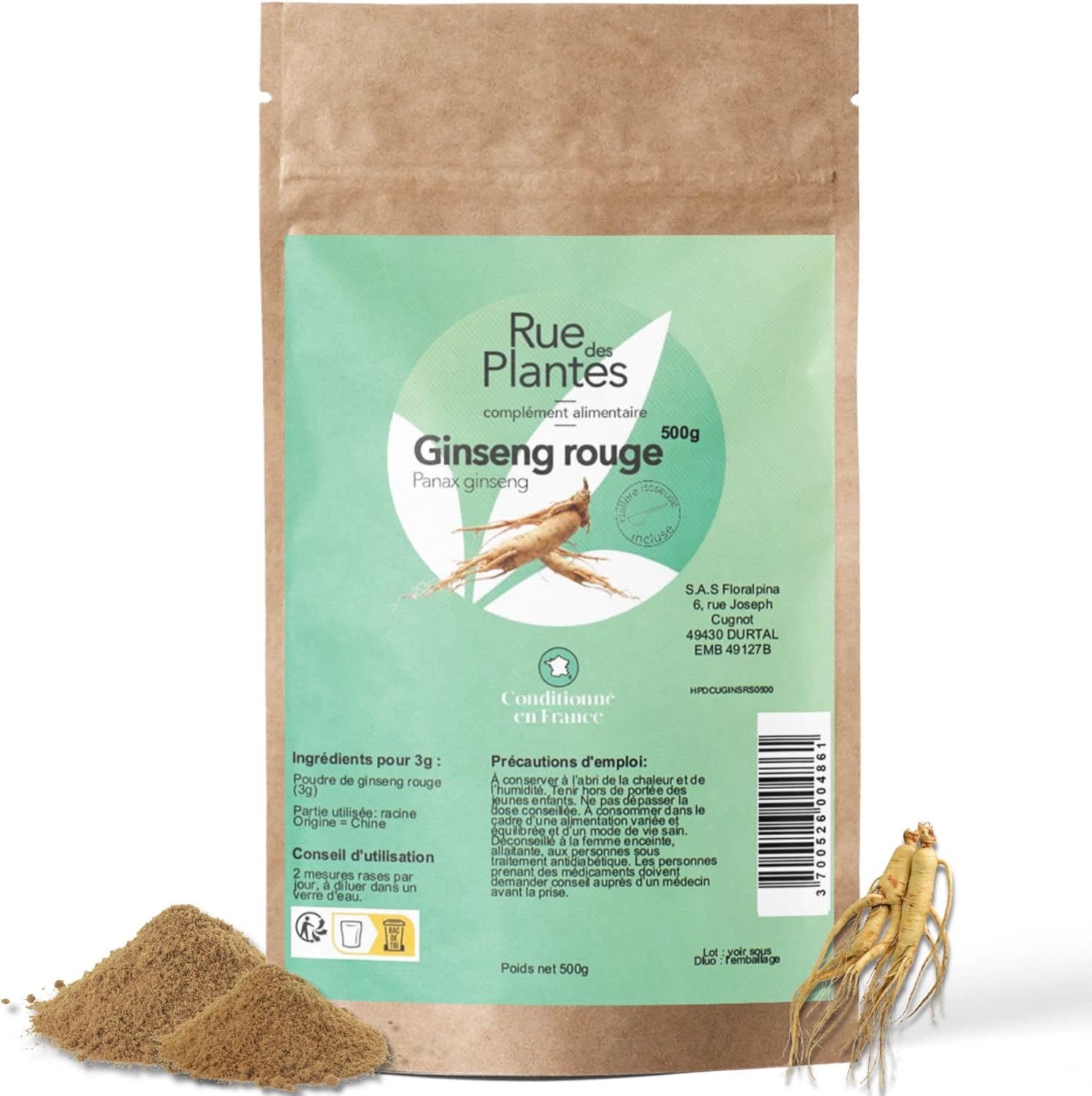 RUE DES PLANTES – Organic Barley Herb Powder 500g | Origin France (Maine et Loire) | With Measuring Spoon