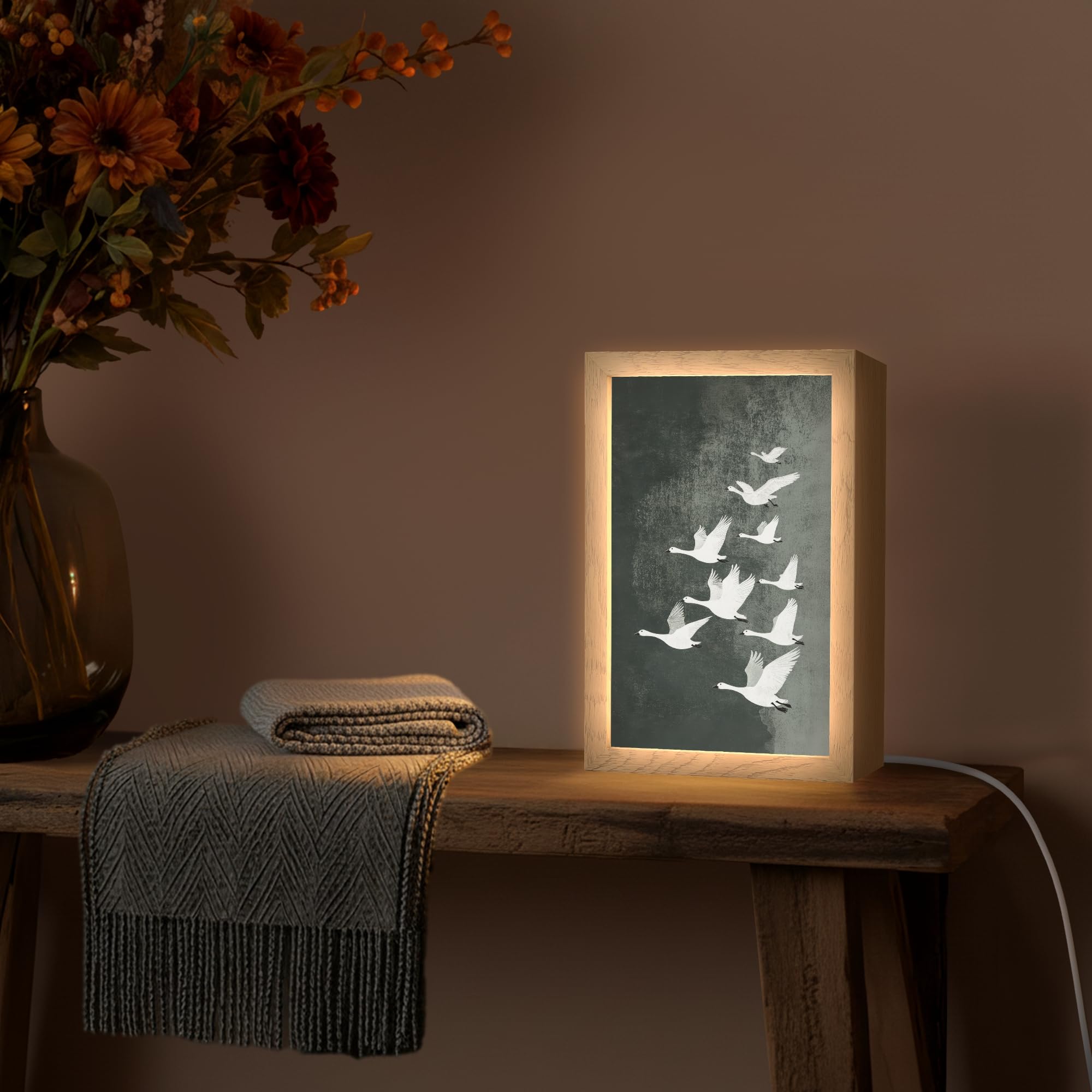 Lamparas Mesita De Noche [template] 20x30 cm Luz Escritorio Dormitorio Night Light Lampara Led Bedside Lamp Lamparita Pájaro - Japandi - Verde