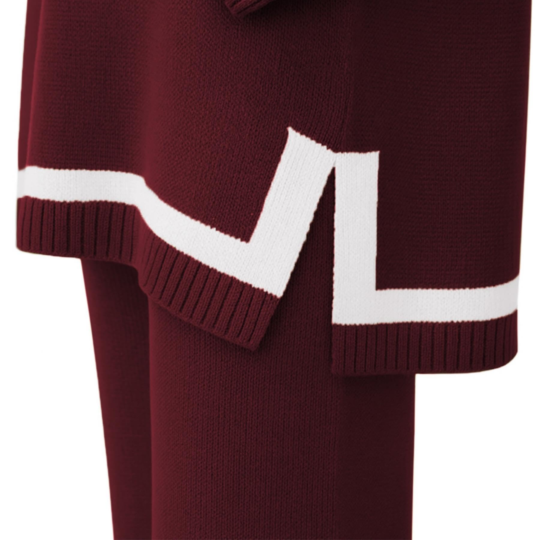 janisramone Set da donna in maglia Co Ord, maglione girocollo a maniche lunghe con pantaloni larghi in vita elasticizzata, set da 2 pezzi per il tempo libero da donna, elegante tuta da donna