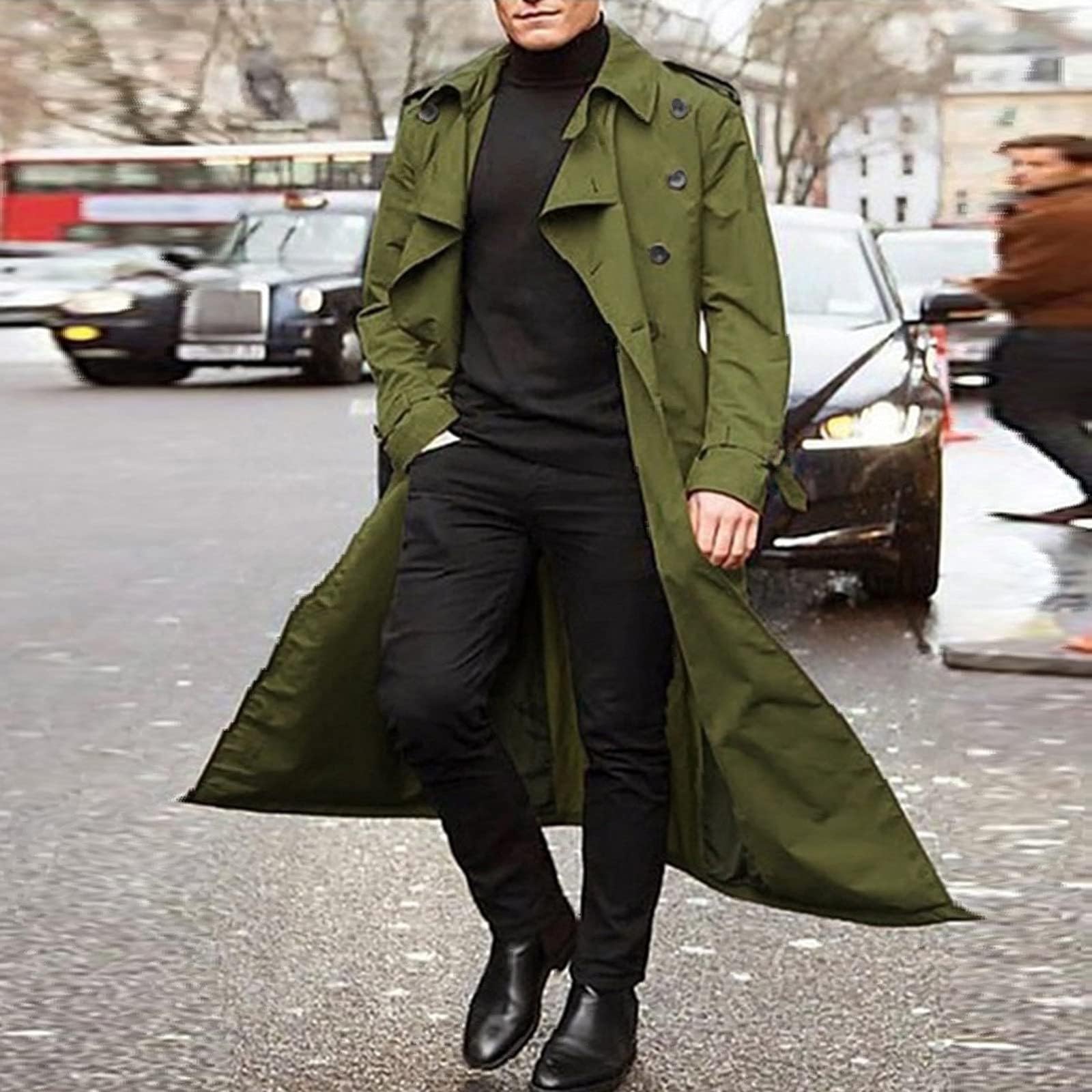 SOOUICKER Mantel Herren Extra Lang Wintermantel Elegant Peacoat Steampunk Mantel Mittelalter Kleidung Herren Mantel Business Casual Wintermantel Ohne Kapuze