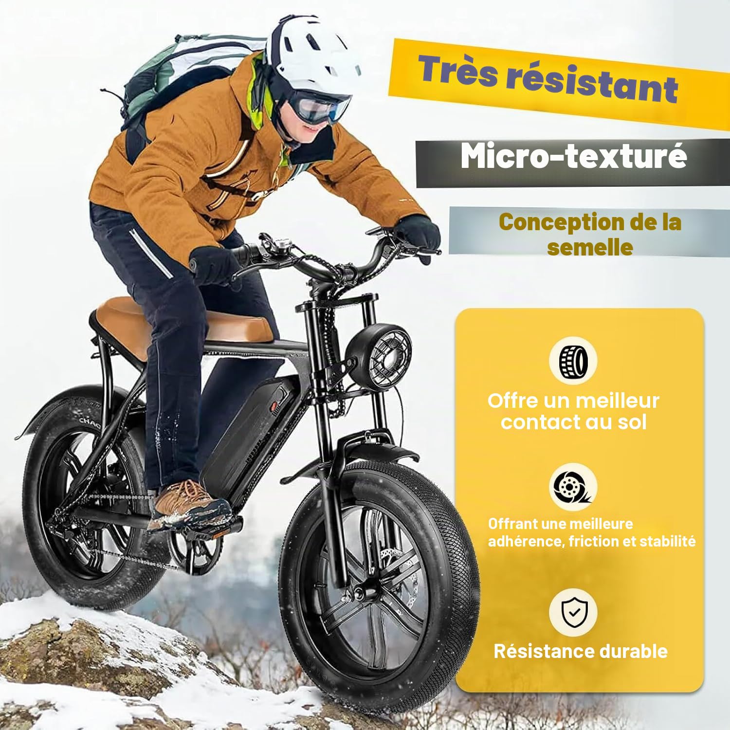 ZUKKA Fat Pneu de vélo électrique 20/26 x 4.0 Heavy Duty 20" 26" Pneu pour vélo électrique Pliable Compatible avec Wide Mountain Snow Bicycle (Fat Bike Tires)