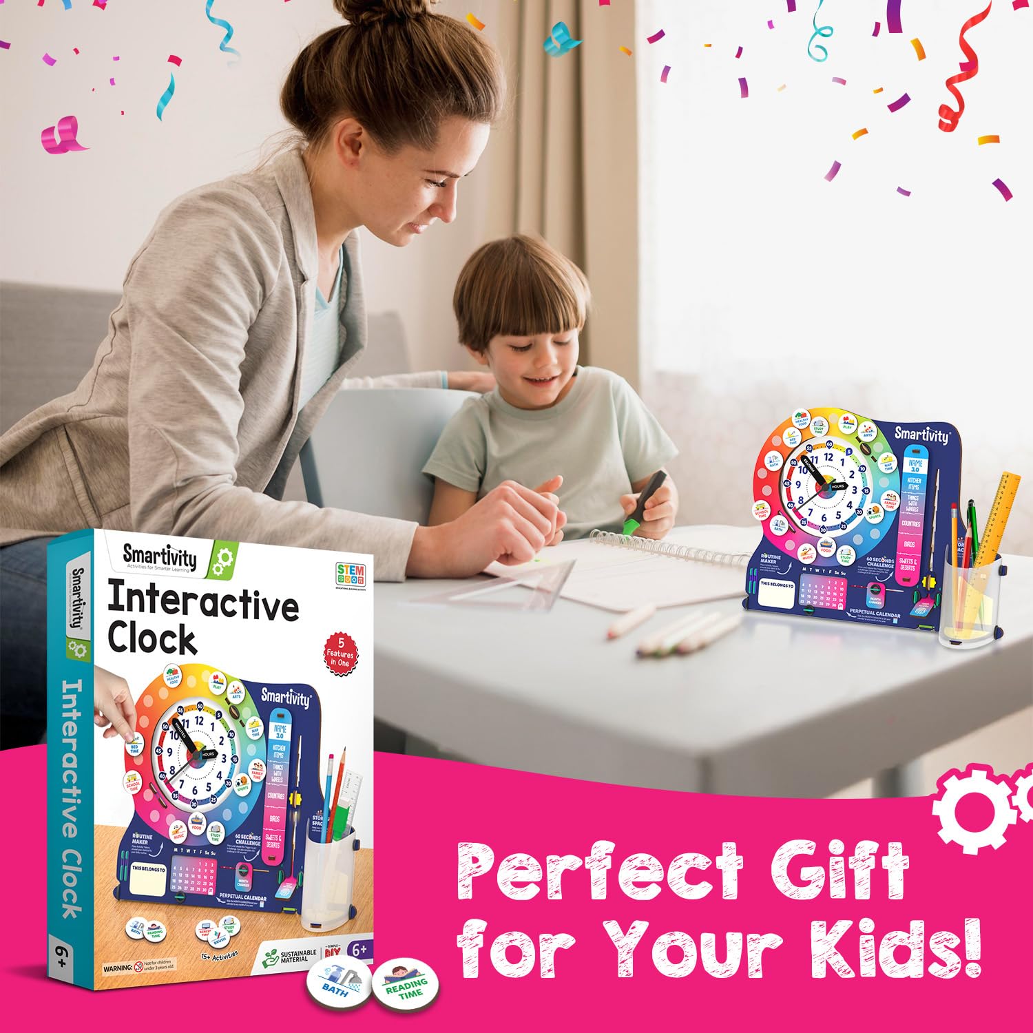 Smartivity DIY Interactive Clock With Stationary Organiser For Kids Ages 6-12|Features An Infinity Calendar|Birthday Gift For Boys&Girls|STEM Educational Toy For 6,7,8,9,10,11,12 Years,Multicolour - Image 6 thumbnail