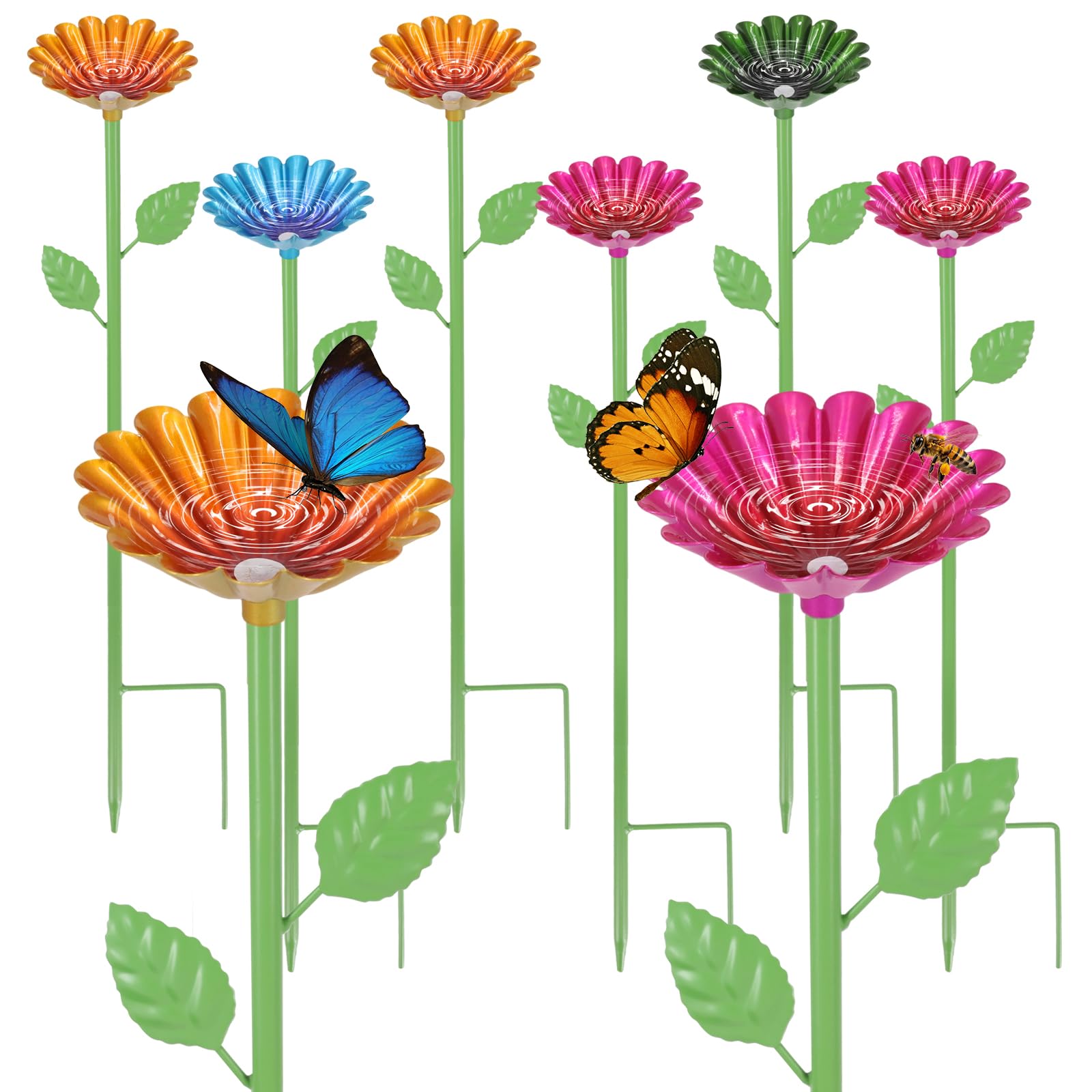 Bienengießstation, 6 Stück Metall Bienenbecher für Garten, Bienenfutterspender für durstige Bestäuber,Bestäuber Wasserspender für Bienen&Schmetterlinge,Outdoor Garten Hof Dekor,Bienentränke (Einlagig)
