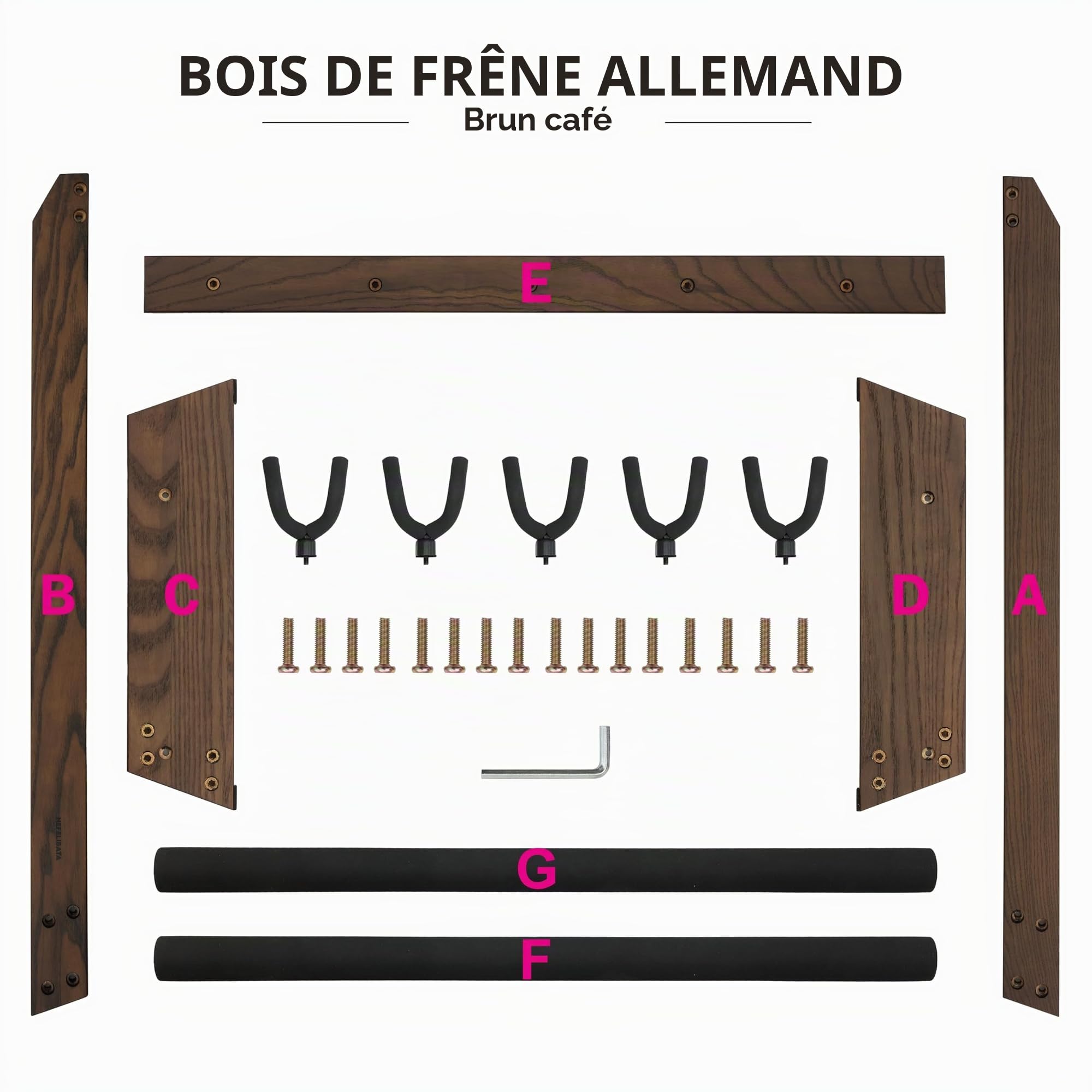 Nefelibata Support de guitare multifonction 5 supports en bois pour guitares et étuis, guitares électriques, guitares acoustiques, basses, violoncelles – Frêne allemand