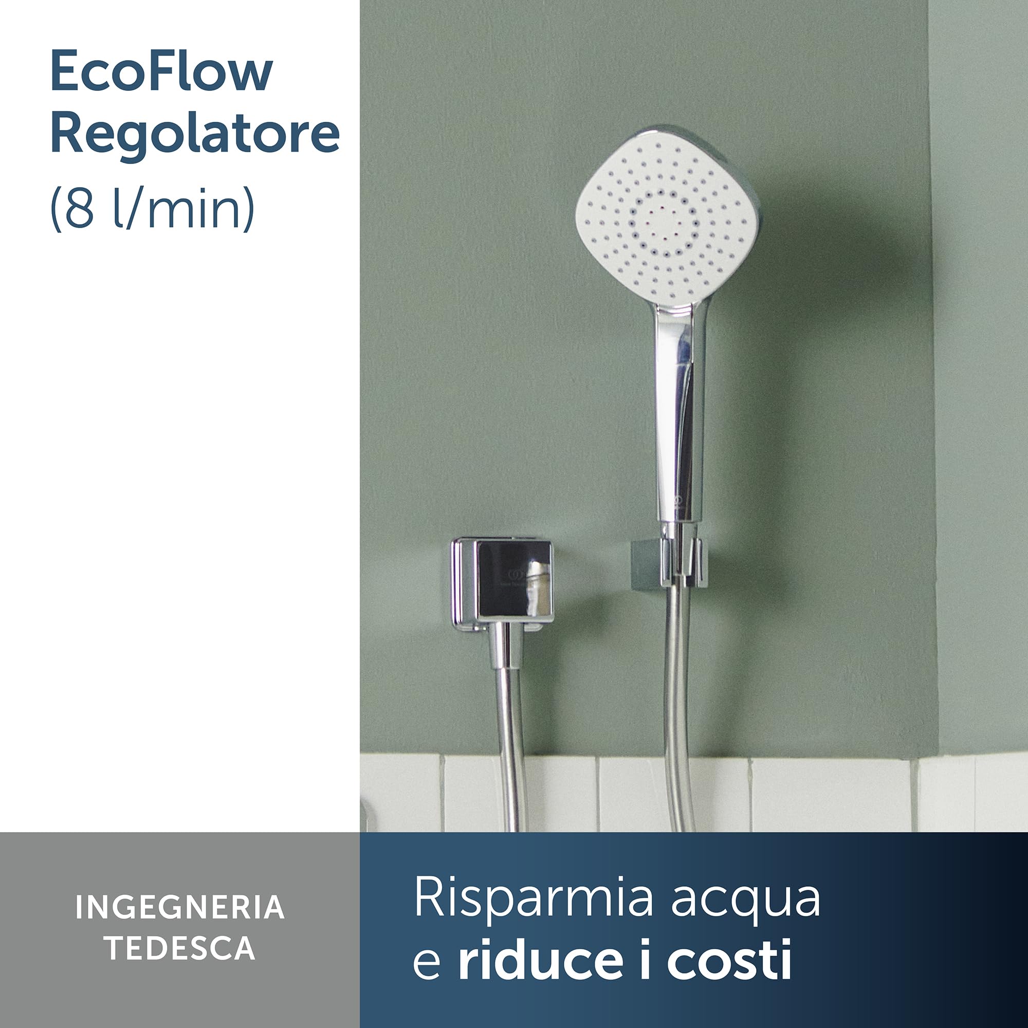 Ideal Standard – Doccia a mano Idealrain Evo Diamond, soffione doccia a risparmio idrico, 3 tipi di getto (pioggia, cascata e massaggio), Ø 11,5 cm, cromato