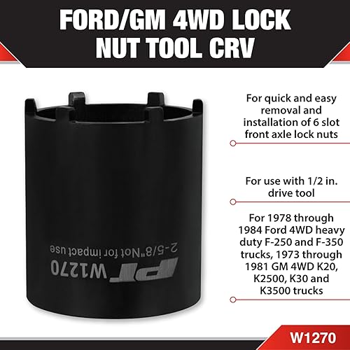 Miniatura 2 de Performance Tool W1270 FordGm Herramienta de tuerca de bloqueo de tracción en las 4 ruedas, dado de tuerca de bloqueo de 12 pulgada de impulso x