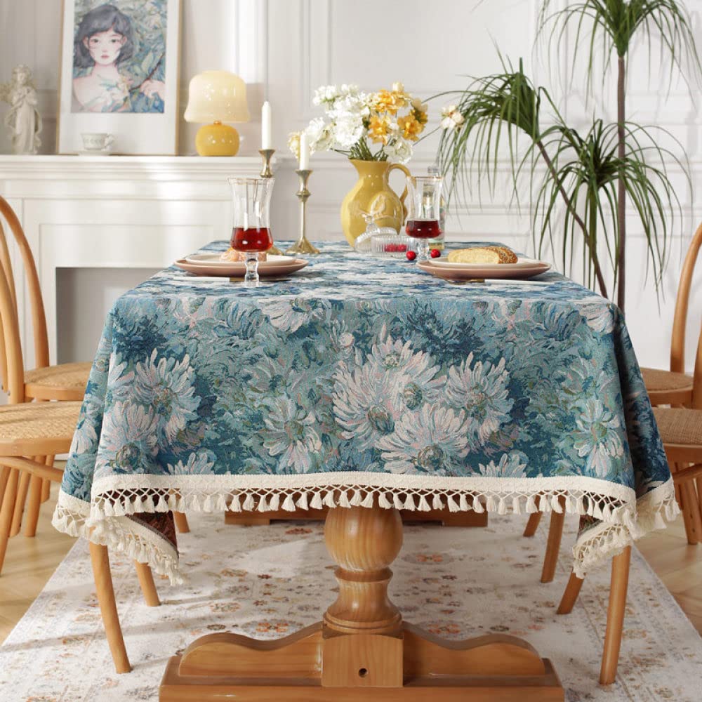 Couverture de table à fleurs haut de gamme motif peinture à l'huile Jacquard rectangulaire 140x300