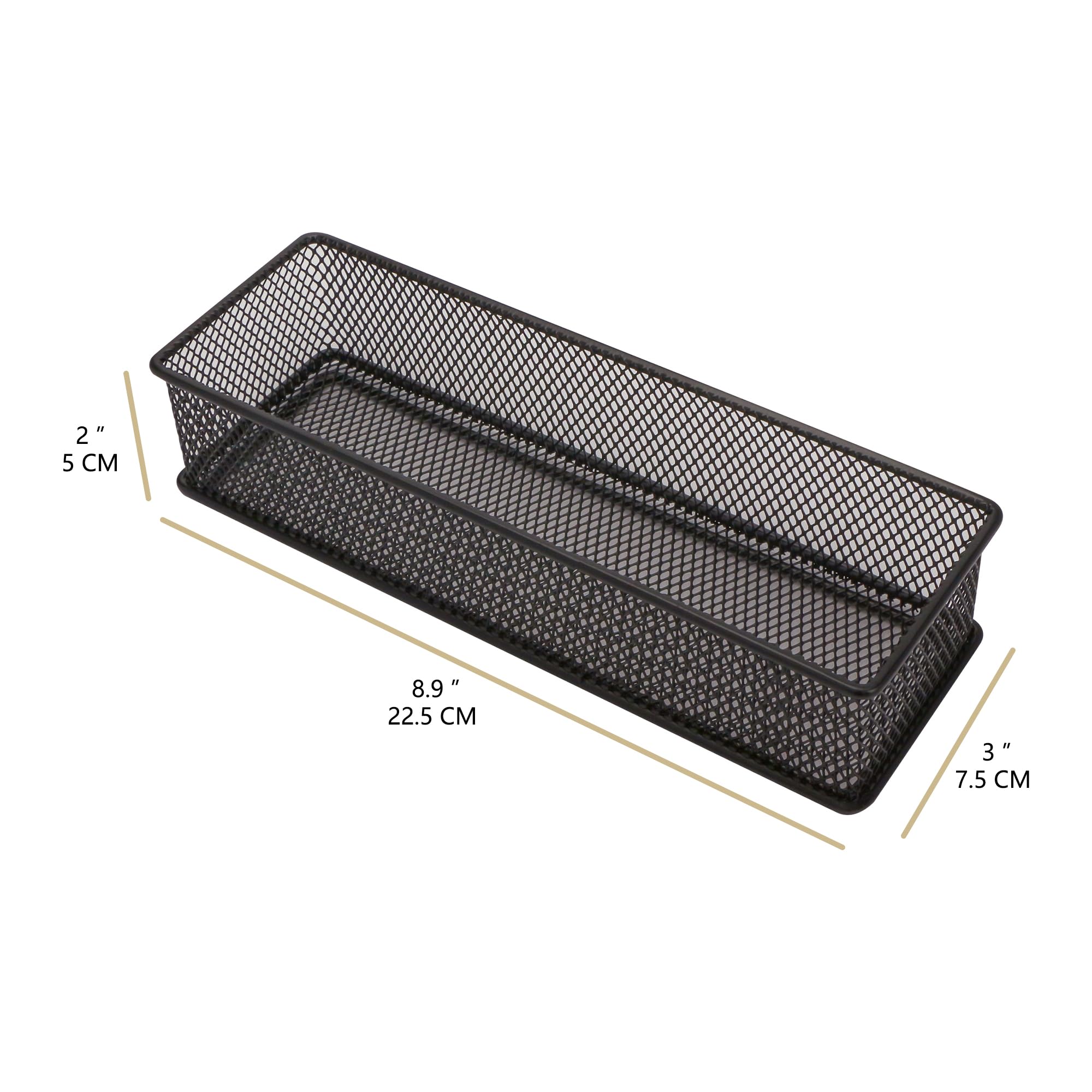 Annova Mesh Drawer Cabinet and Shelf Organizer Bins Storage Basket School Office Supply Holder Tray- Set of 2 (Black, 22.5x7.5x5 cm) - Image 4