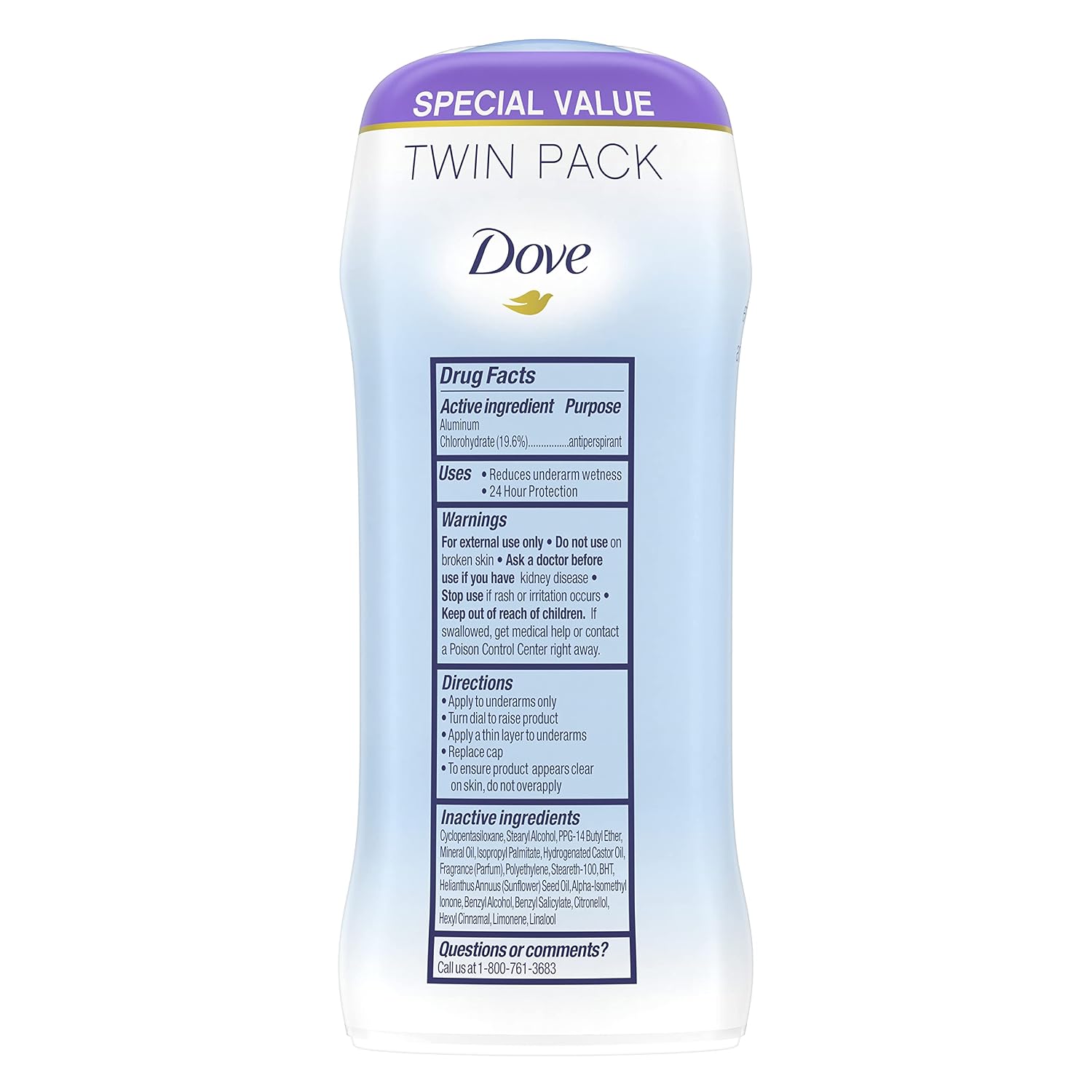 Dove Invisible Solid Antiperspirant Deodorant Stick for Women, Fresh, For All Day Underarm Sweat & Odor Protection 2.6 oz, 2 Count