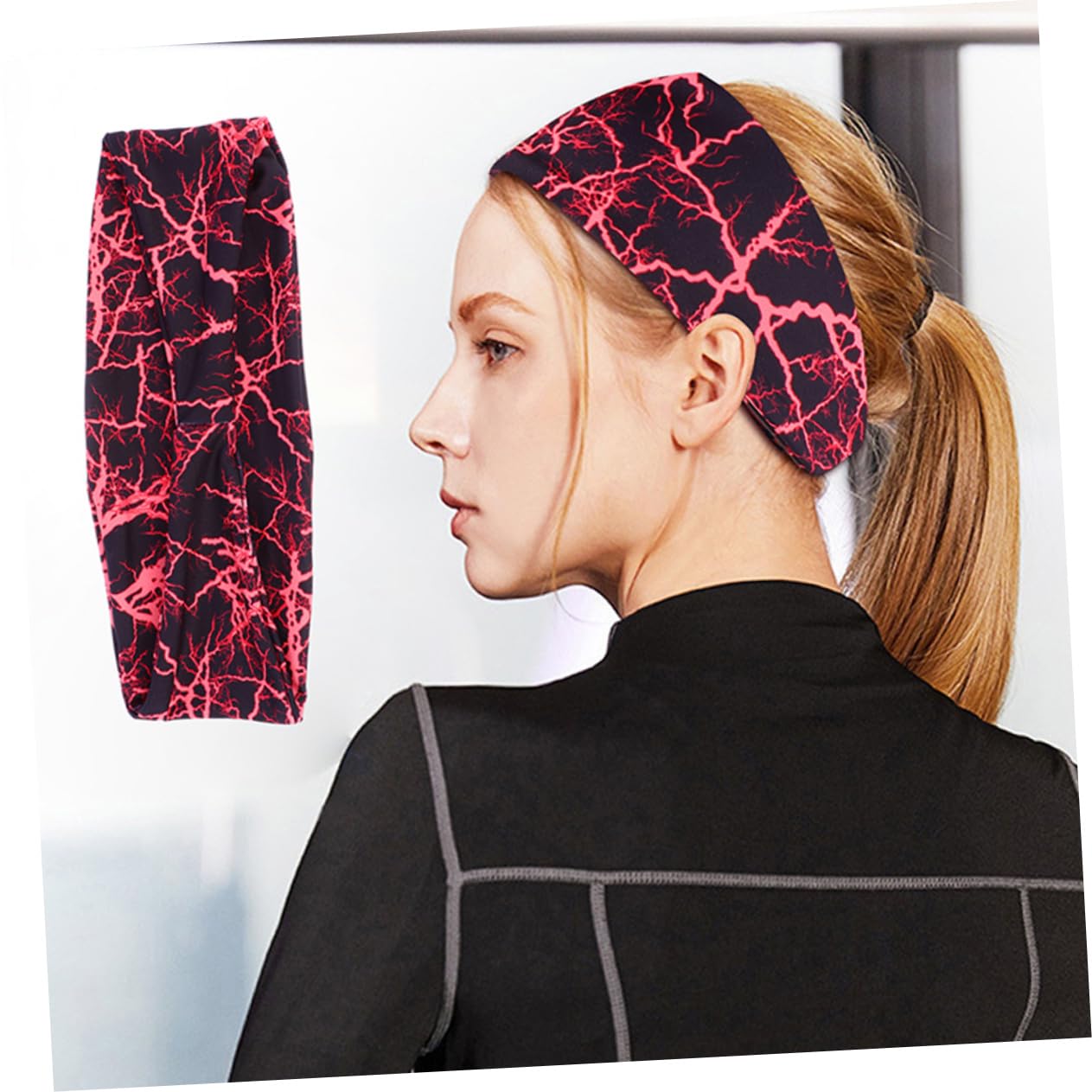 INOOMP 8piezas Bandas para Sudor Multifuncionales Deportivas Transpirables Accesorios Cabello Color Rojo y Azul