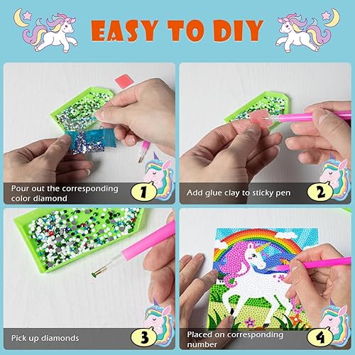 Miniatura 4 de Kits de arte de diamantes 5D para niños principiantes, kits fáciles de artes y manualidades para niños de 8 a 12 años, juego de manualidades de