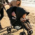 INFANS Poussette double, Pousset pliable bébé Tandem avec repose-pieds justifiables, 5-Point Harnais, panier de rangement, jumelles compactes convertibles pour nourrissons et tout-petits (noir)