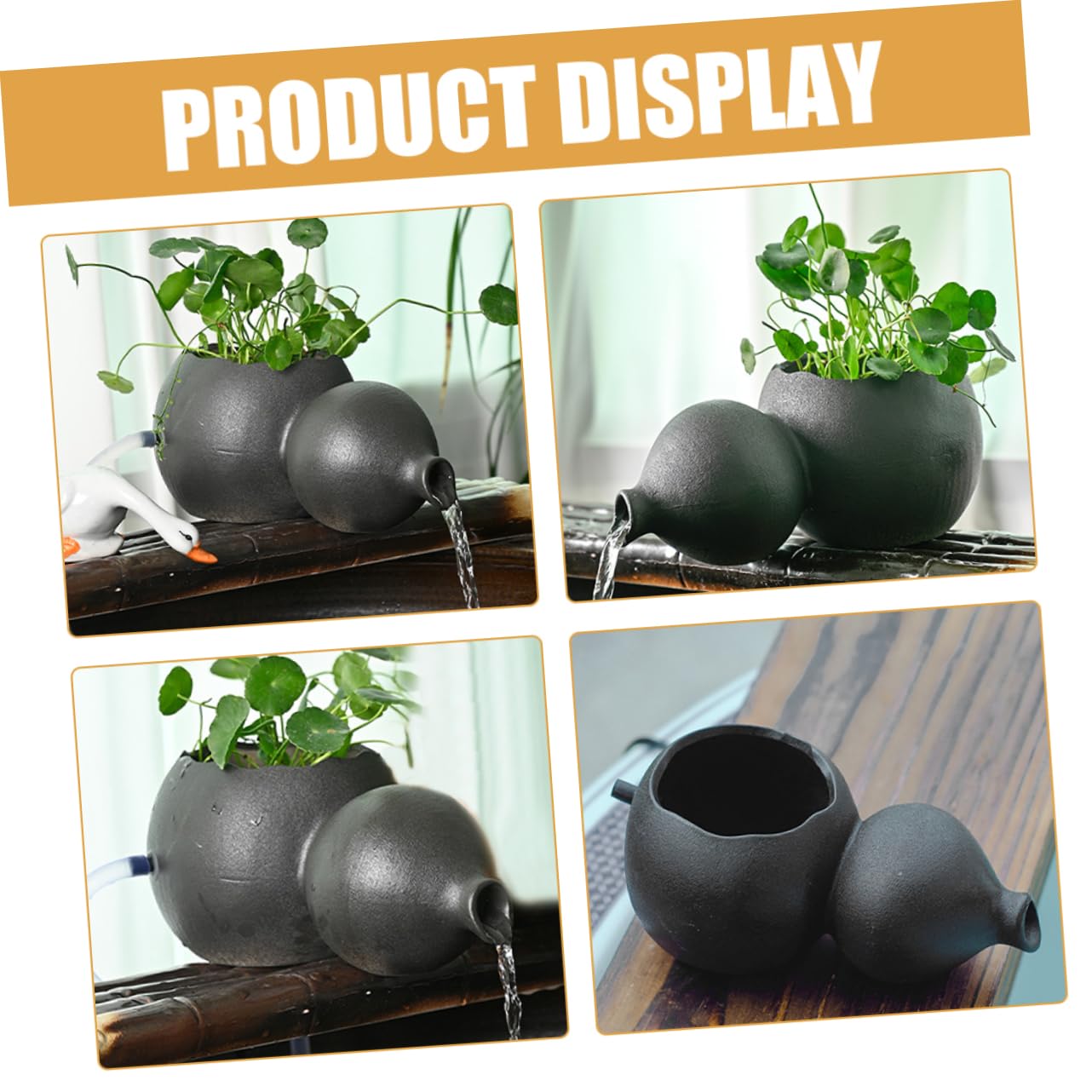 Toyvian Distributeur Eau Céramique avec Fontaine Intégrée pour Aquarium Et Décoration De Jardin Jarre Circulante pour Hydroponie Et Ambiance Zen