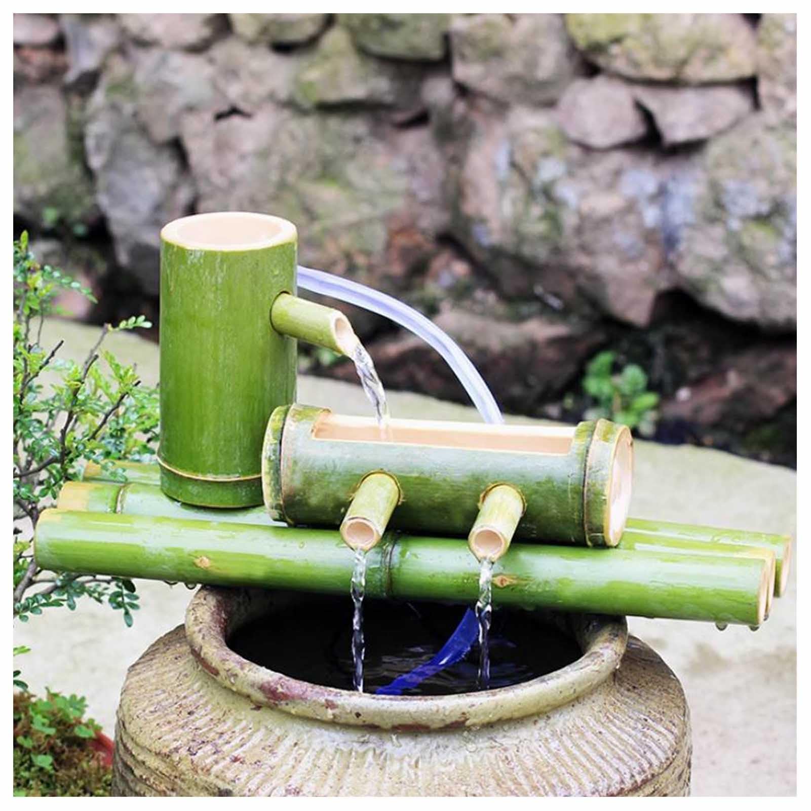 asdchZen Bamboo Water Fountain With Pump,Zen Garden Decor,Outdoor Garden Feature Decor,Handmade Bamboo Fountains For Backyard Lawn,45CM