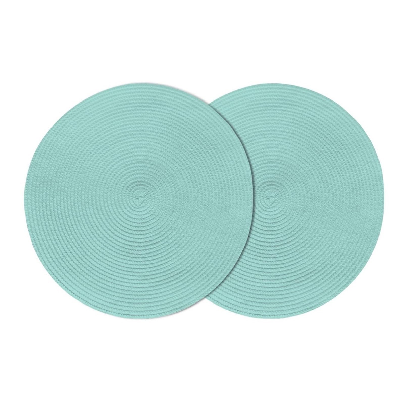 Luvafey One Color 2Pc Round Braided Solid Color Woven Placemats