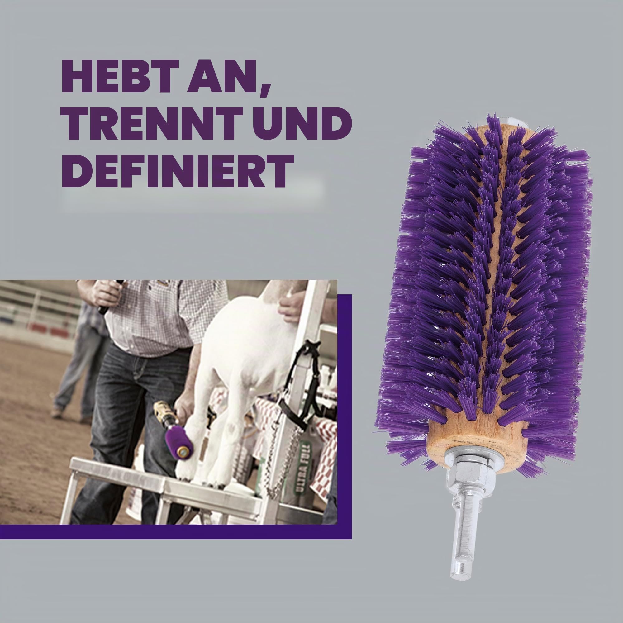 Weaver Leather Mini Roto Brush für Nutztiere, Woll-/Haar-stimulierende und Pflegebürste für Ziegen, Schafe, Rinder, Zur Verwendung mit Bohrmaschine, Fellenthaarungswerkzeug