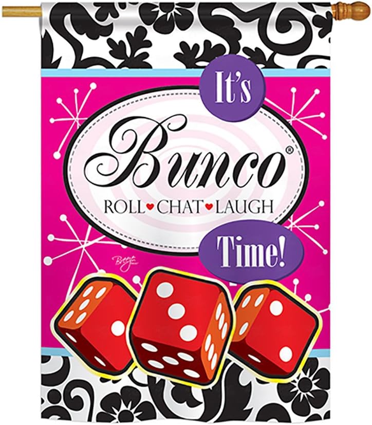 Breeze Decor - It's Bunco Time! Interests - Everyday Hobbies Impressions Decorative Vertical House Flag 28" x 40" Printed In USA