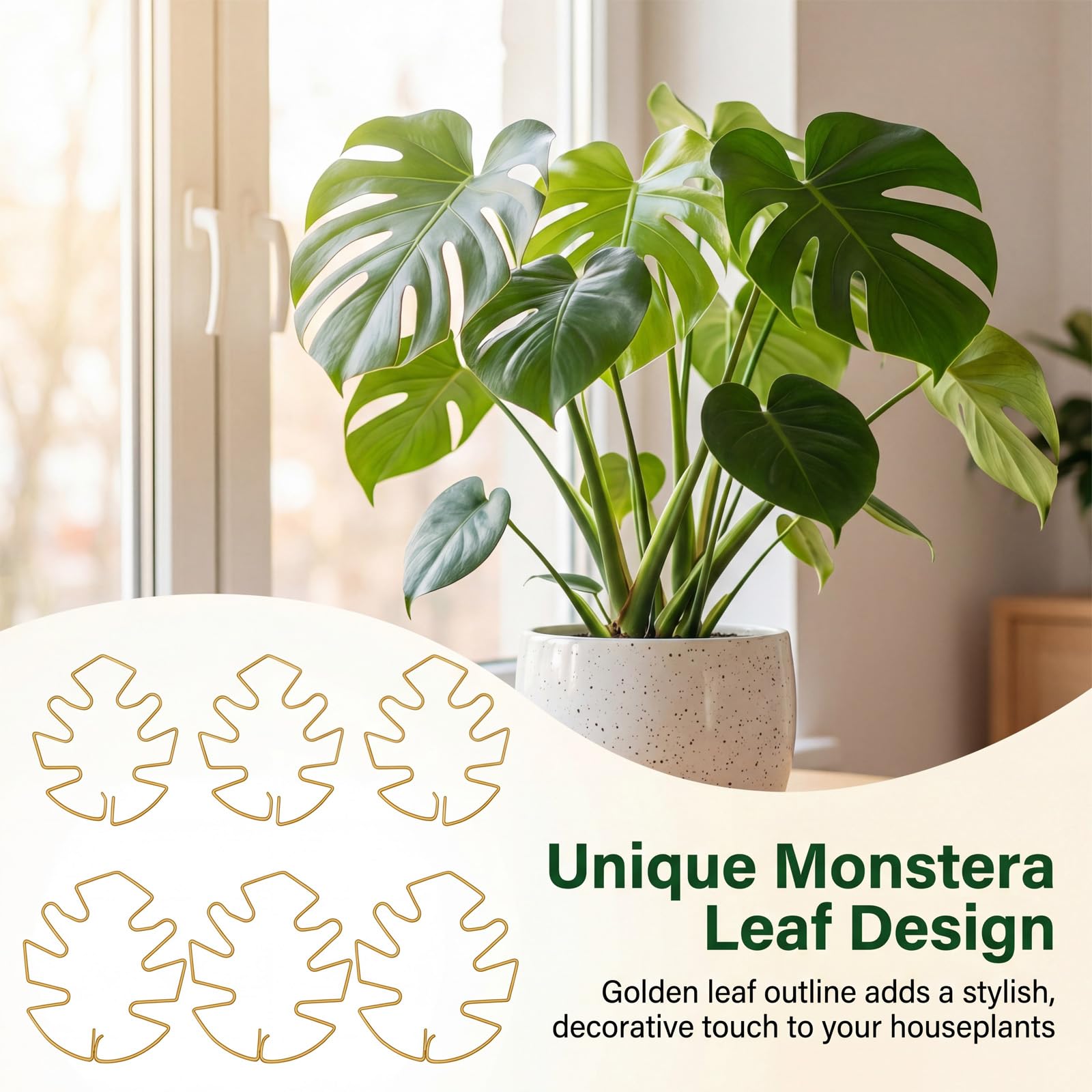 JJUNW 6 sztuk wsporników do roślin monstera, monstera, metalowa podpórka do roślin doniczkowych, do kwitnienia roślin