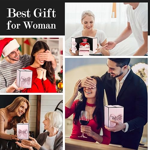 Miniatura 94 de ADDWel Rose Gifts for Women - Preserved Real Roses Forever Purple Flowers with I Love You in 100 Languages Necklace and Cute Moss Bear for