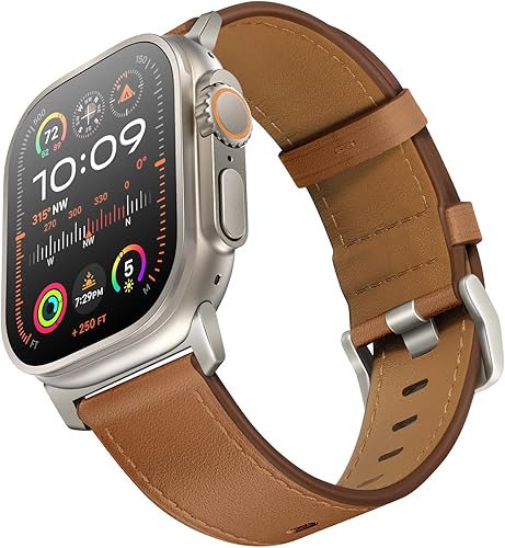 Vista 92 de UUPWPOKT Correa de cuero compatible con Apple Watch Ultra 3/2/1 Band de 1.929 in, 1.811 in, 1.772 in, 1.732 in, 1.654 in, correa de cuero genuino