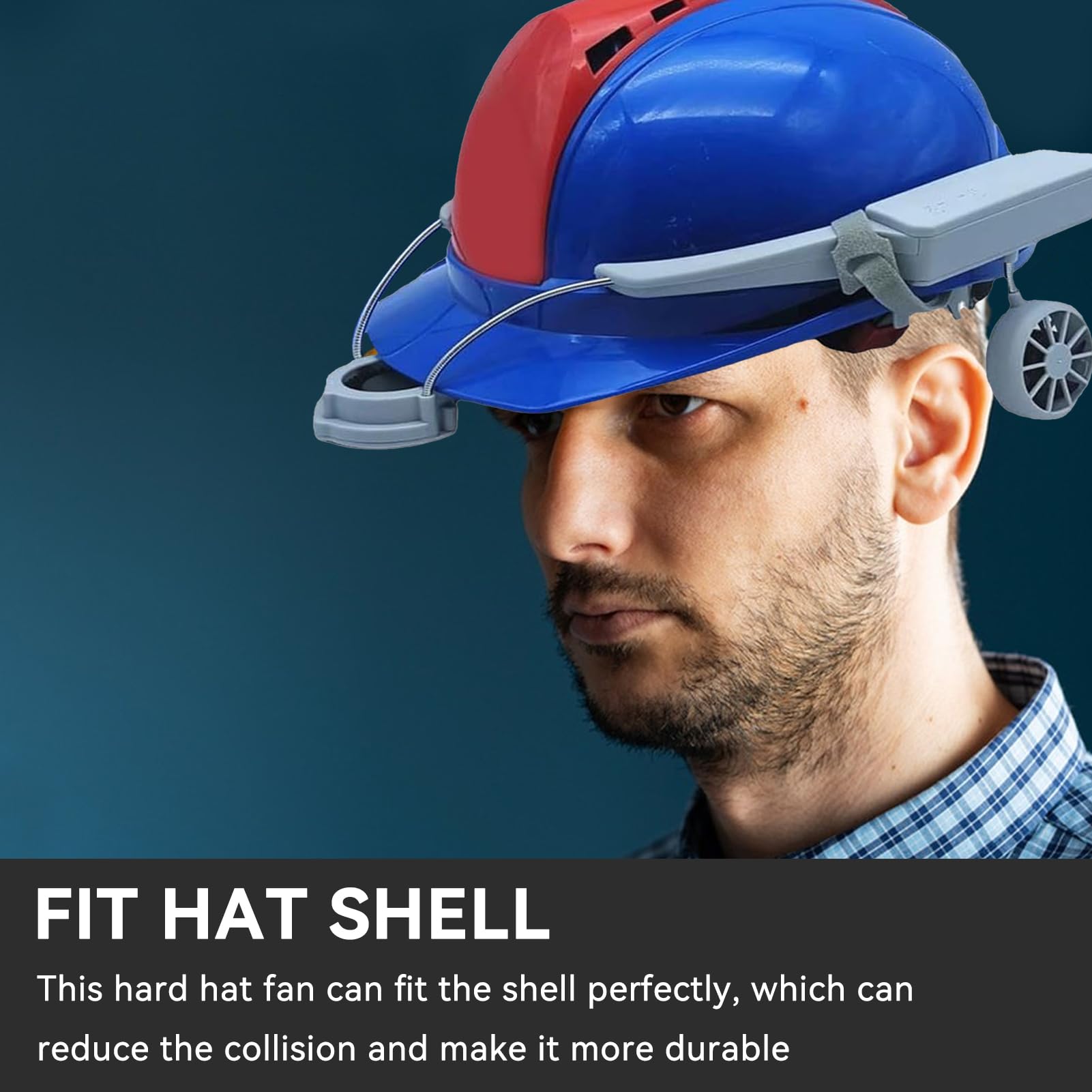 Hard Hat Fan, Safety Helmet Fan Portable Hard Hat Fan PP Hard Hat Cooling Fan Strong Wind Safety Helmets Accessories for Common Safety Helmet with Side Holes