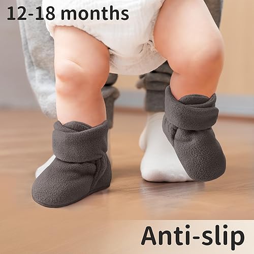 Miniatura 2 de Botines de forro polar para recién nacido, unisex, antideslizantes, para recién nacidos, primeros pasos, zapatos cálidos para la casa para bebés,