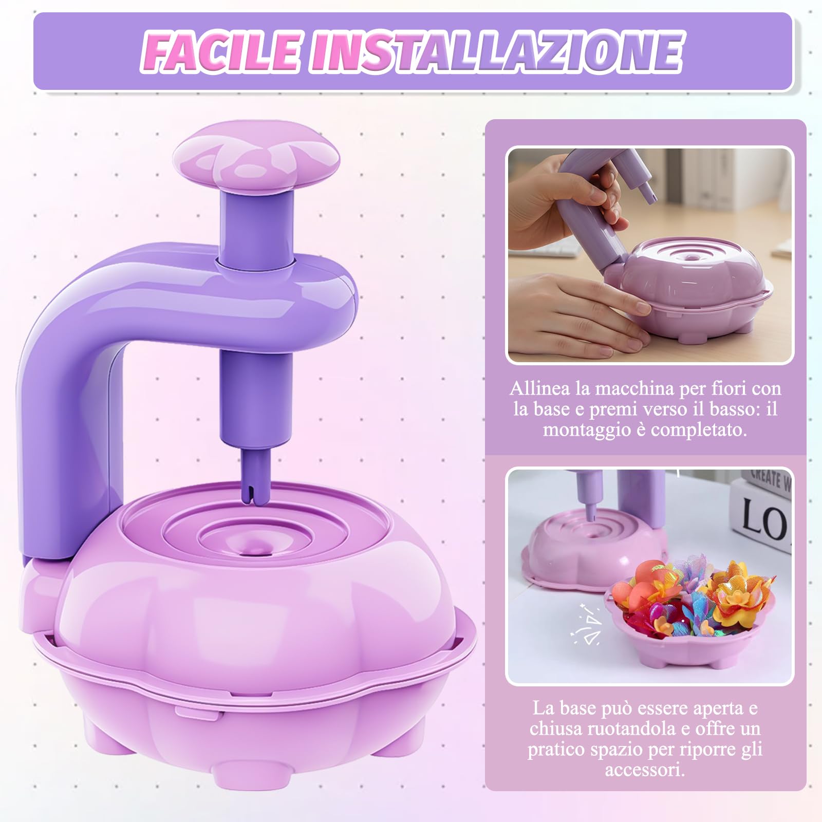 wittsyer Laboratorio dei Fiori, Kit Lavoretti Creativi per Bambini con Macchina per la Produzione di Fiori, Regalo Giochi Creativi per Bambina 4 5 6 7 8+ Anni
