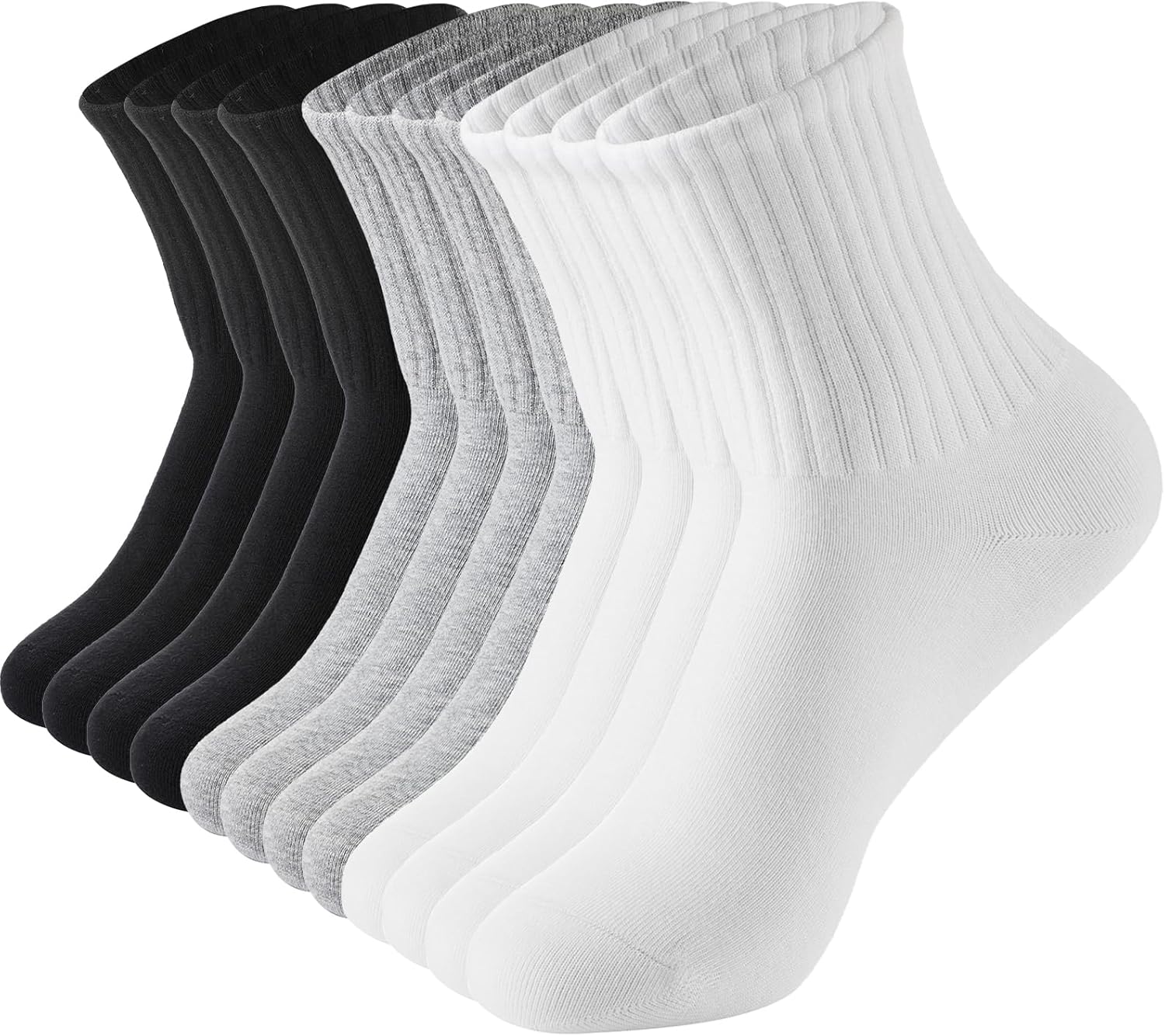 White Above Ankle Socks Soft Premium Cotton Women Crew Socks Breathable-6 Pairs