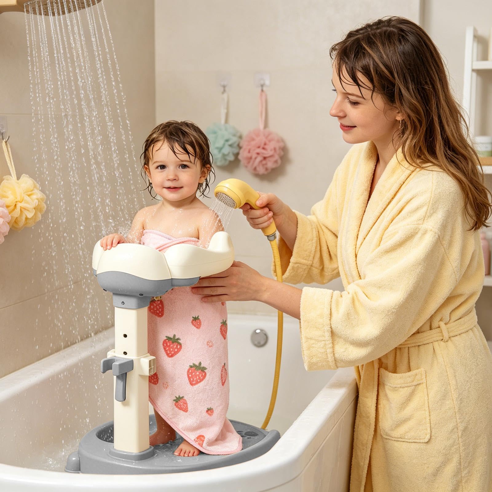 Soporte de Ducha Infantil Soporte Ajustable | Ducha de Baño Infantil Antideslizante para Permanecer de Pie para Niños y Niñas en el Hogar y en la Bañera Apartamento