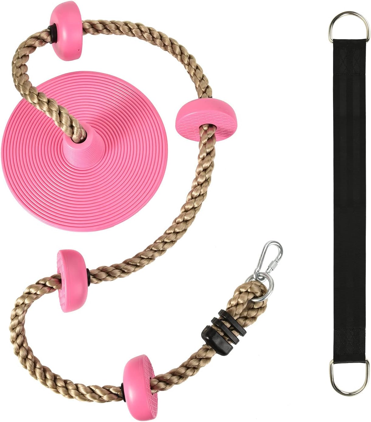 Tree Climbing Rope and Disc Swing Seat with 4ft Hanging