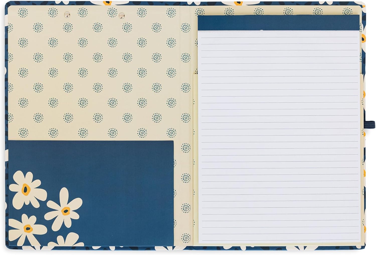 Steel Mill & Co Cute Clipboard Folio with Refillable Lined Notepad and Interior Storage Pocket, Padfolio for Work (Leopard Daisy) - Image 3