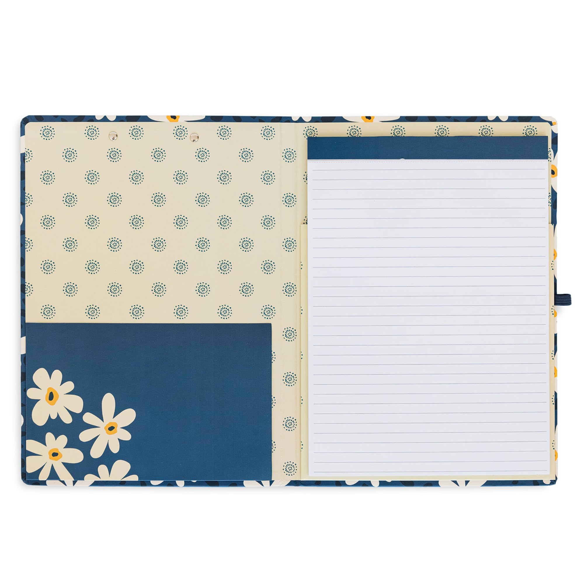 Steel Mill & Co Cute Clipboard Folio with Refillable Lined Notepad and Interior Storage Pocket, Padfolio for Work (Leopard Daisy) - Image 3