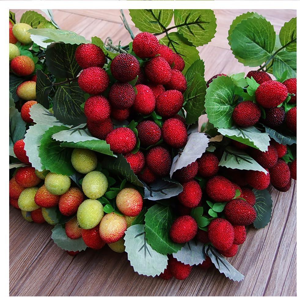 5PCS Realistic Artificial Cherry Fruit Lifelike Fake Fruit for Dining Table Centerpiece,Kitchen Decor,Photography Props Wedding Decoration,Indoor Display(Dark Red06)