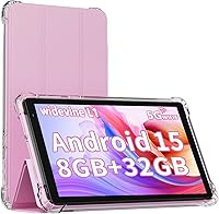 IWEGGO Android 15 Tablet 7 Inch Pink: 8GB RAM 32GB ROM Expandable 1TB, Quad-Core 1.6GHz, 5MP Camera, 3000mAh Battery, WiFi 6 w/ Case