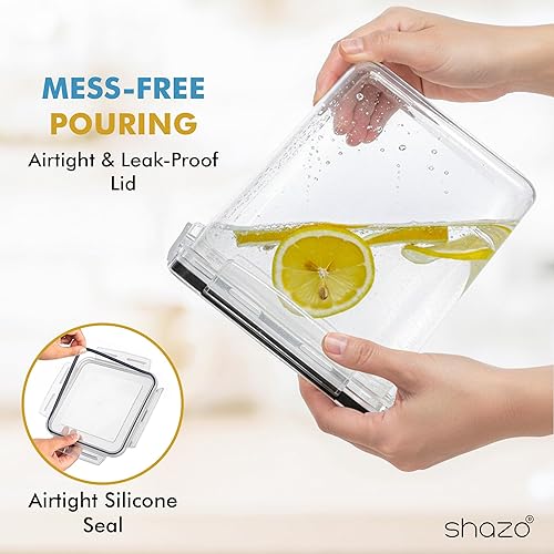 Miniatura 3 de Shazo 3 recipientes grandes de almacenamiento de alimentos a granel (6L, 2.2L, 1.1L) con tapas herméticas para harina, azúcar, arroz, cereales y