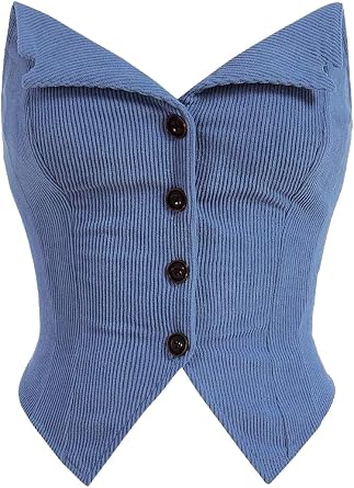 MOD Womens Solid Color Button Up Tube Top