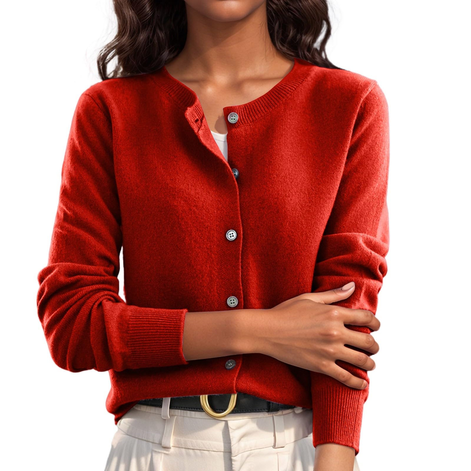 Cardigan Sweaters for Women Casual Long Sleeve Open Front Button Down Knit Outwear Soft Comfy Fashion Clothes