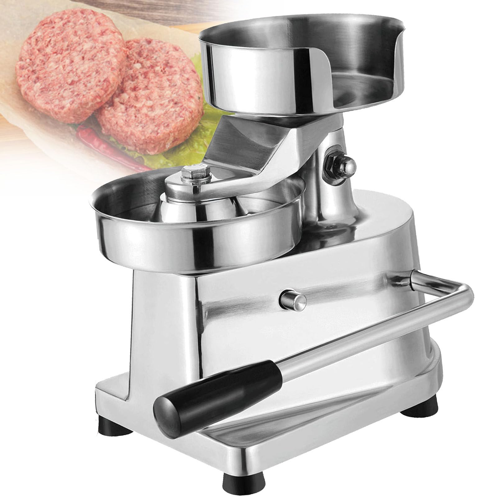 Robuste Hamburgerpresse aus Edelstahl, für perfekte Burger, 150 mm, rund