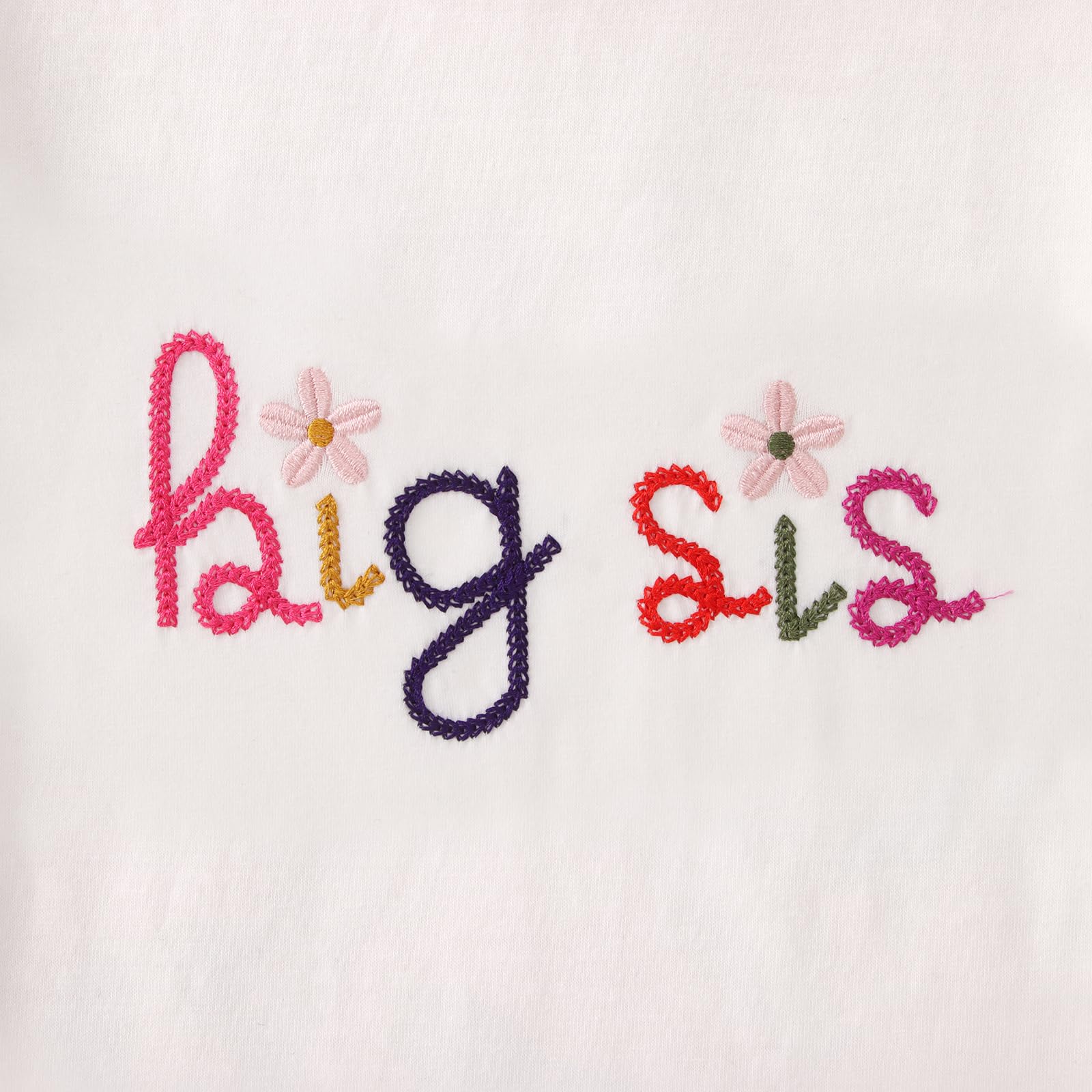 Big Sister Shirt Baby Anuncio para Niñas Camiseta con Bordado Big Sis Niño Promocionado A Gran Hermana Camiseta Linda Bordada Algodón Top Verano Camisas de Manga Corta