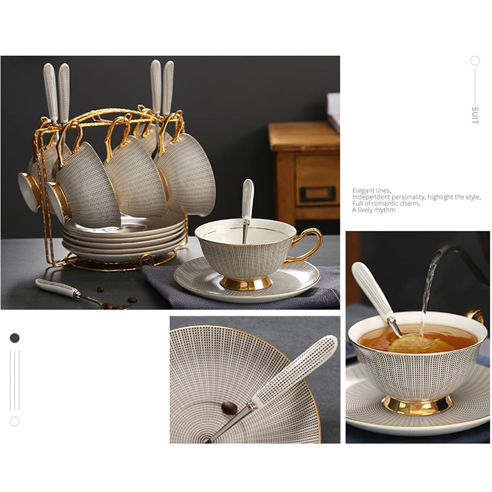 Kubek do kawy Filiżanka do kawy Ceramiczny kubek Popołudniowa herbata Zestaw filiżanek do kawy ze spodkiem Łyżeczka Prezent ślubny Filiżanka do herbaty, Eleganc
