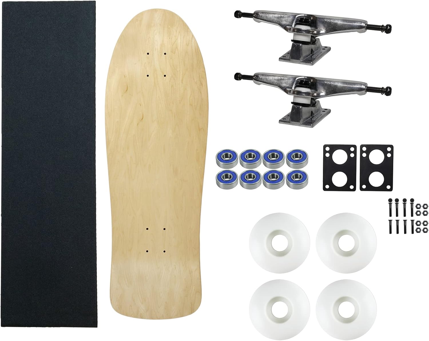 Moose Old School 80's Skateboard Complete 30" Natural with Hollow 7.0 Silver/Silver Trucks, 58mm White Wheels