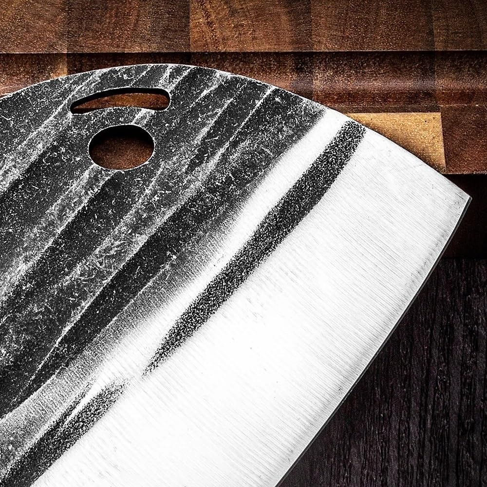 Meat Cleaver, Butcher Kitchen Knife High Carbon Steel Serbian Chef Knife Forged Vegetable Cooking Cleaver Cutting Slicer Meat Knife Covers