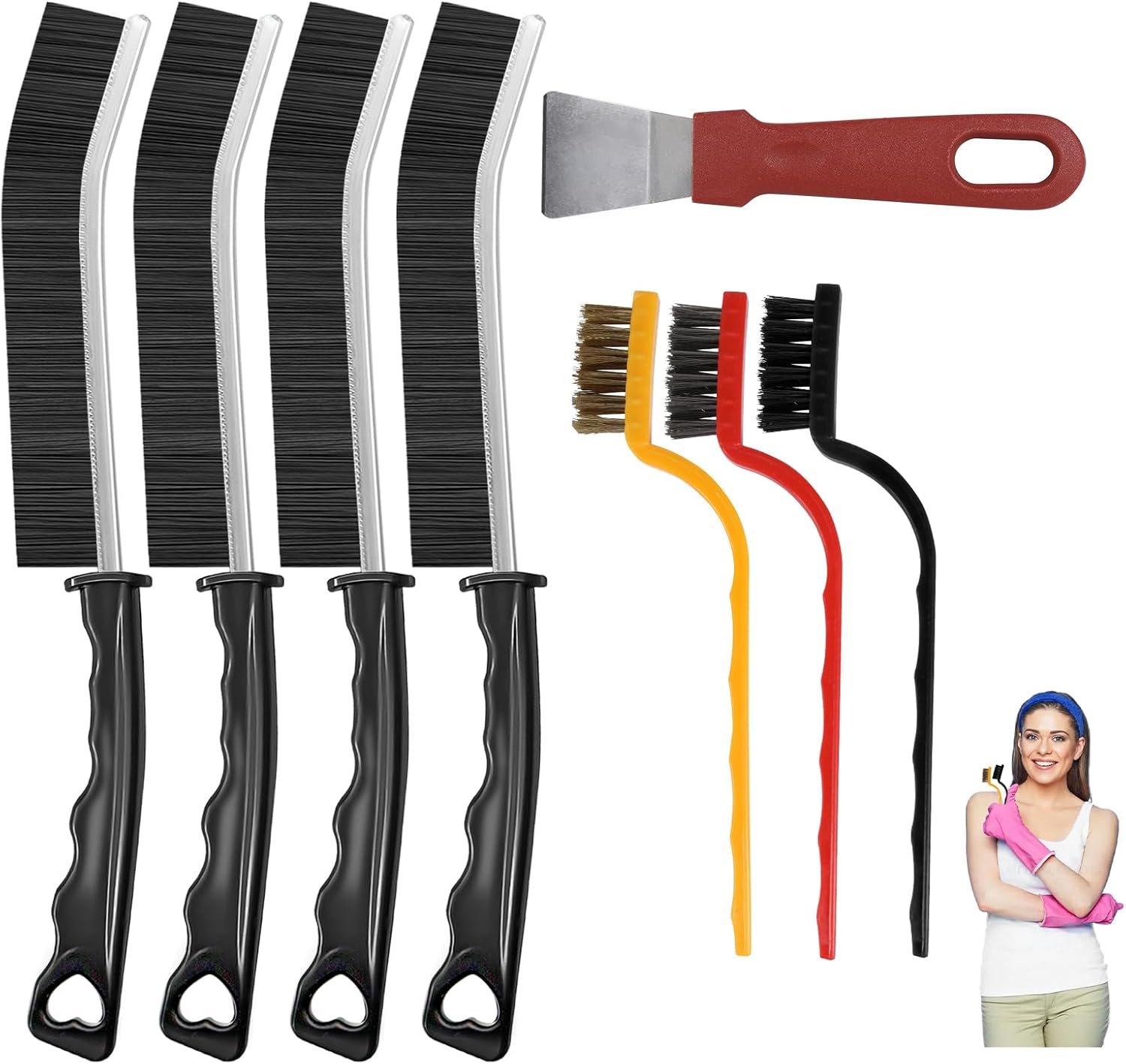 WDRIGE 8Pcs Crevice Cleaning Brushes for Household Use, Grout Cleaner Brush, Hard Bristle Gap Cleaning Tool, Suitable for Kitchen, Bathroom and Other Areas Usually Difficult to Reach