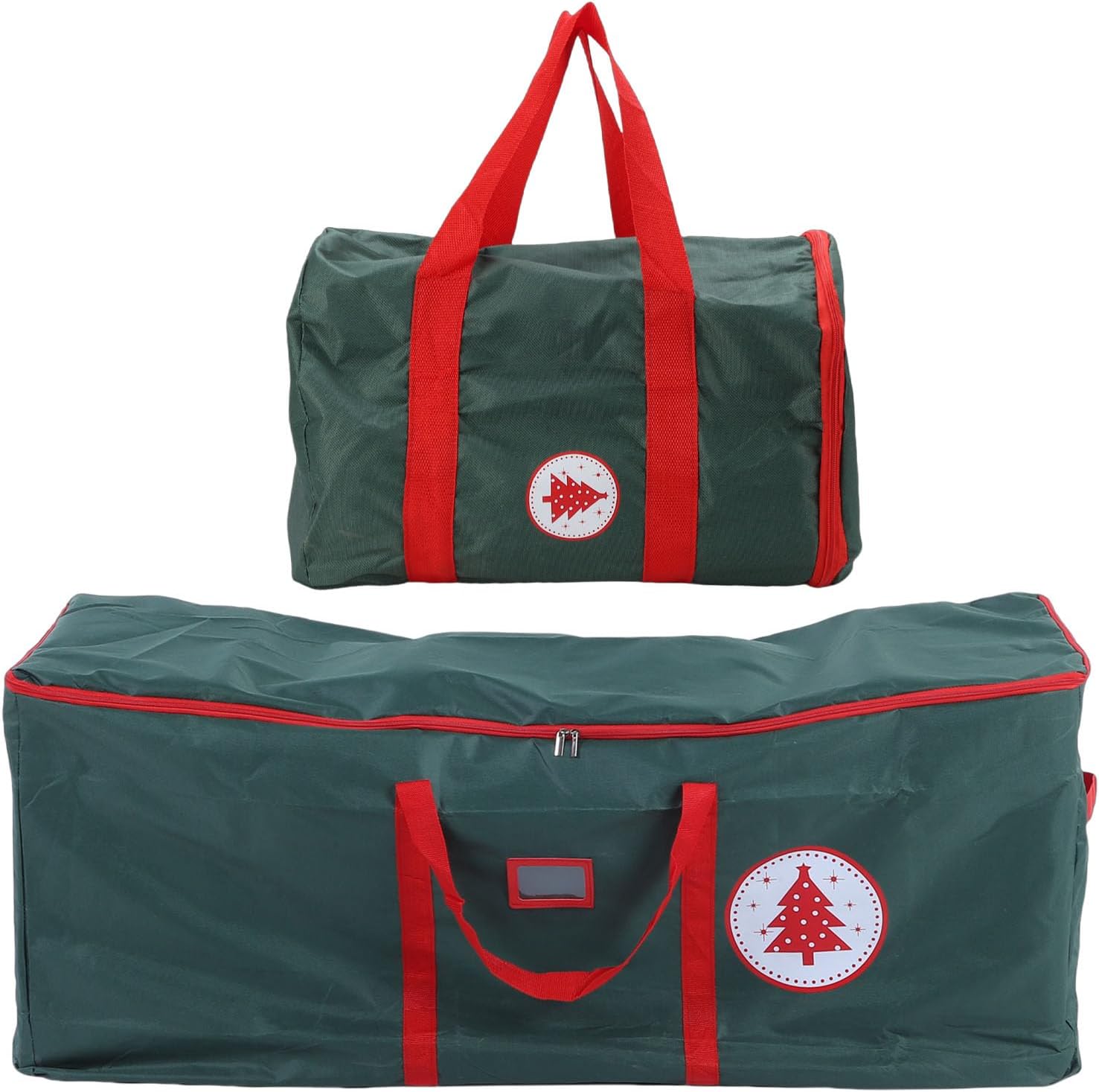 Dpofirs 2 Pack Xtmas Tree Storage Bag Set, Stores 7.5 Foot Artificial Xmas Tree, with Reinforced Handles, Ornament Bag, Water Proof Holiday Xmas Bags Box