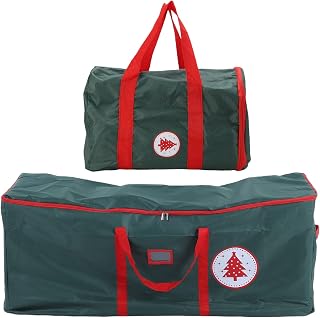 Tissting Xmas Tree Storage Bags 2-Pack 600D Oxford Cloth - Large 48x15x19.7in (122x38x50cm) for Trees up to 7.5ft with Small Ornament Bag Reinforced Handles